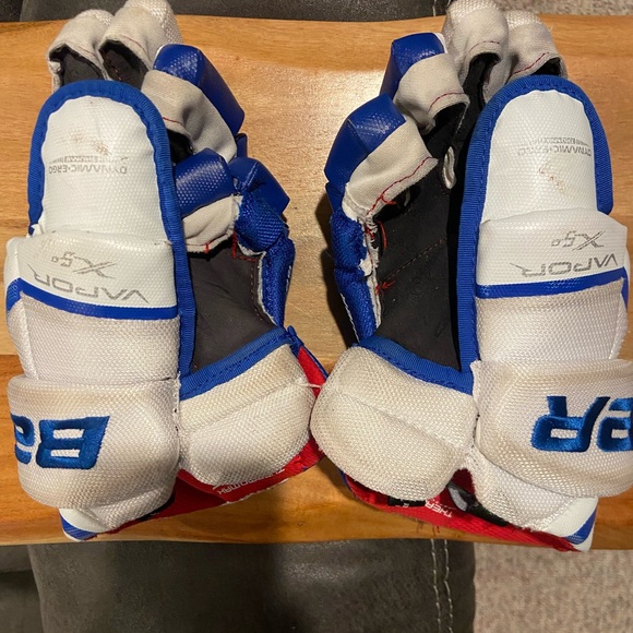 Bauer Red, Blue, and White Hockey Gloves - Picture 2 of 5